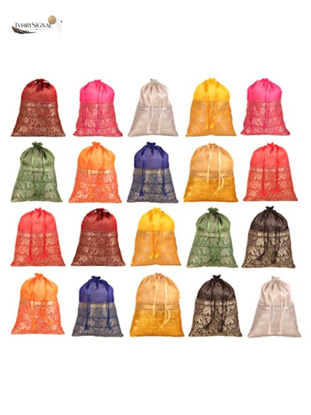 Drawstring Bags Traditional Indian Handcrafted Brocade Fabric Gift Jewelry